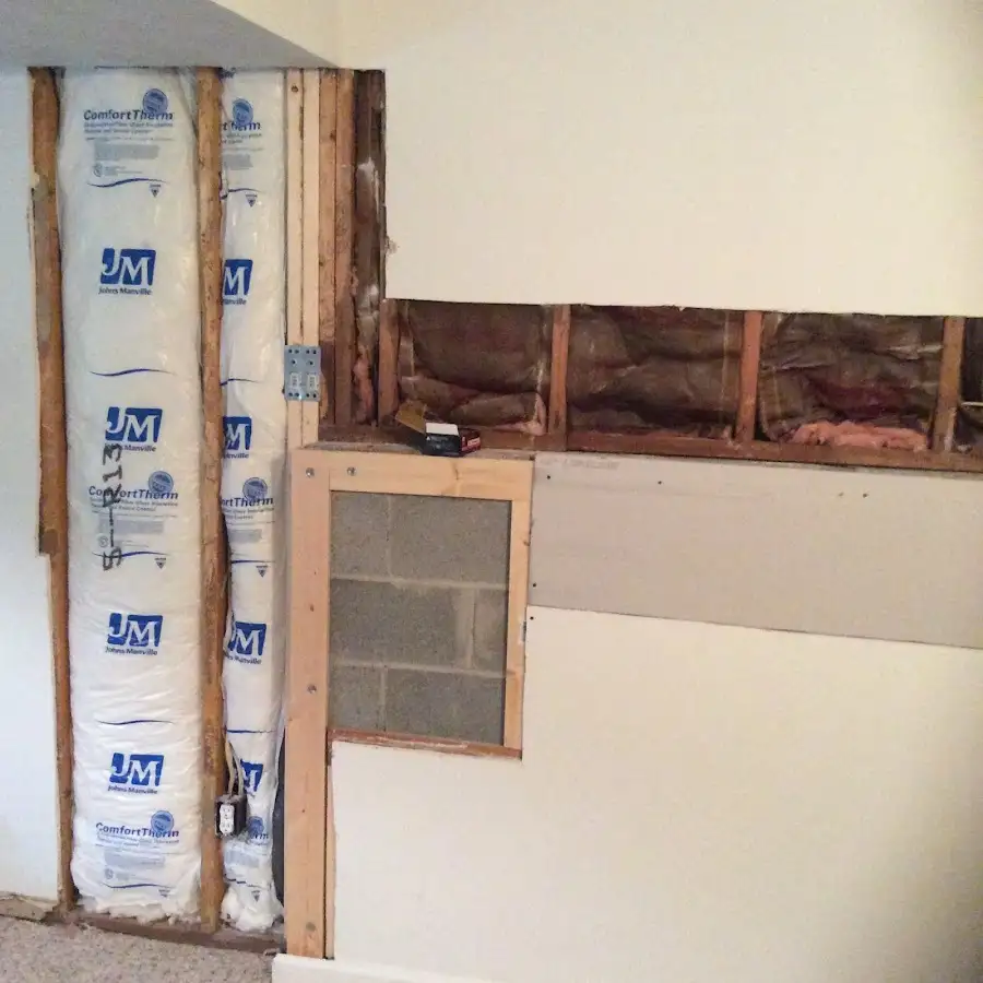 Wall insulation replacement during Structural Drying in Porter